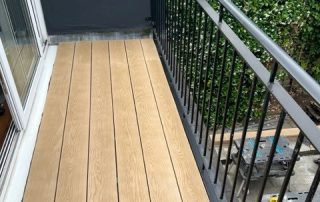 Work in progress creating a balcony using Millboard composite decking in Golden Oak - a brown colour.