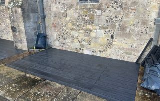 Neotimber composite decking in charcoal installed to areas surrounding Salisbury Cathedral