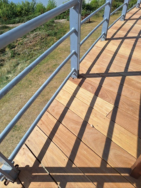 Hayling Island, Hampshire – Hayling Golf Club – Cumaru Wooden Decking 1 Composite decking installed on a balcony at a golf club on Hayling Island
